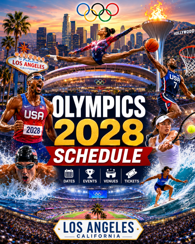Olympics 2028 schedule guide showing Los Angeles Olympic venues events and competition dates